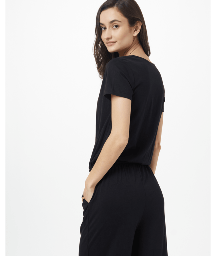 Tentree Tentree Womens BLAKELY SHORTSLEEVE KNIT JUMPSUIT | METEORITE BLACK