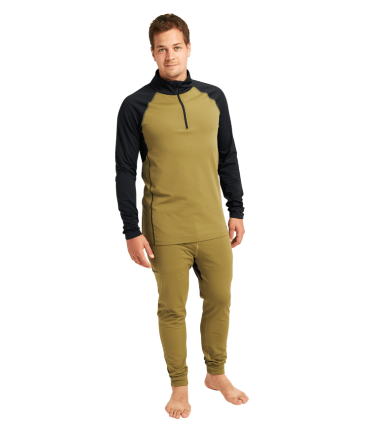 Burton Burton Mens Heavyweight X Base Layer Quarter-Zip | Martini Olive/True Black