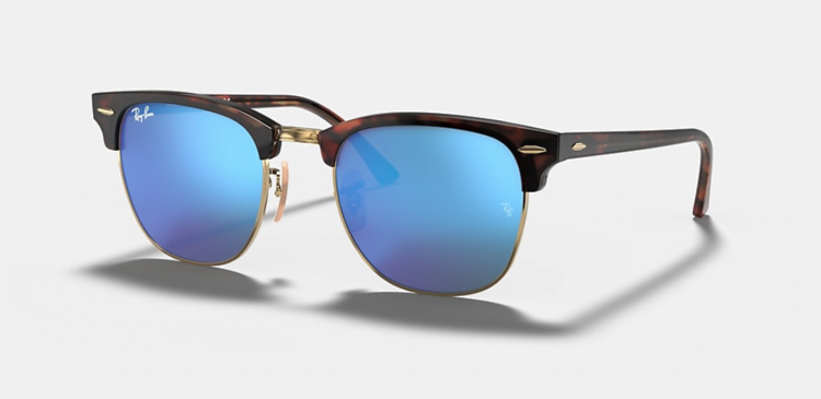 Ray Ban Ray Ban Clubmaster Matte Havana On Gold | Blue Flash