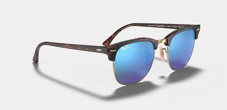 Ray Ban Ray Ban Clubmaster Matte Havana On Gold | Blue Flash