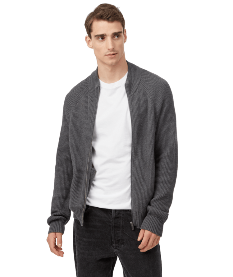 Tentree Tentree Mens Highline Zip Sweater | Dark Grey Heather