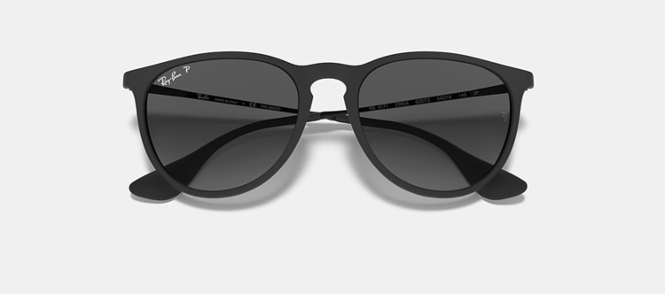 Ray Ban Ray Ban Erika Matte Rubber Black | Grey Polarized