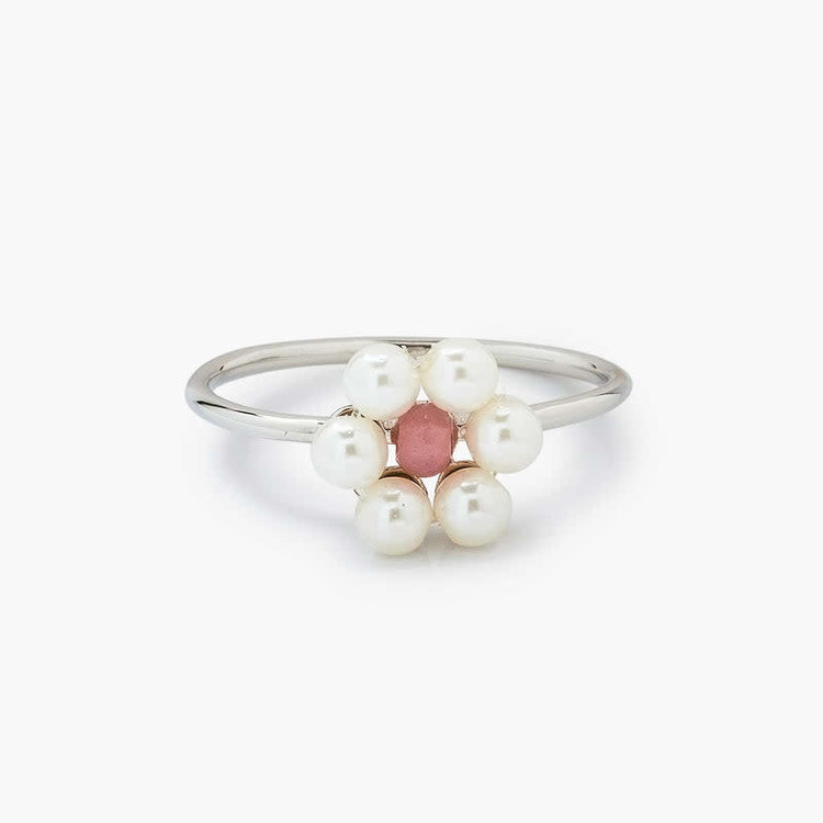 Pura Vida Pura Vida Bitty Pearl Flower Ring | Silver