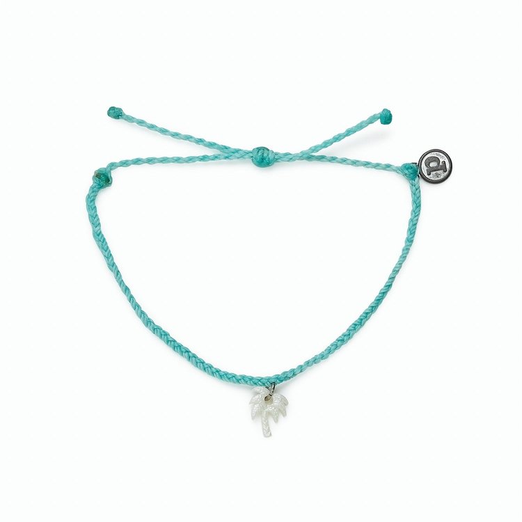 Pura Vida Pura Vida Engraved Mop Palm Silv Bracelet | Seafoam