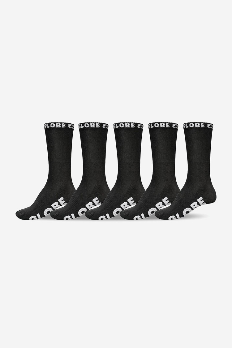 Globe Globe Black Out Crew Sock 5 Pack (Mens) | Black/Black