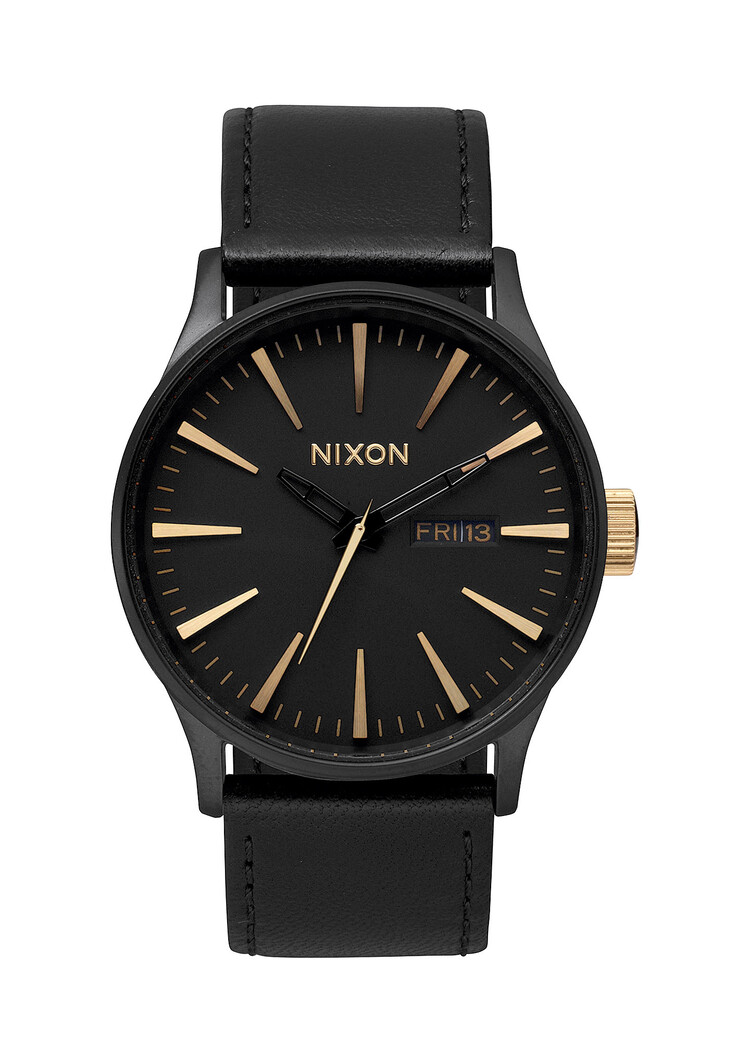 Nixon Nixon Sentry Leather | Matte Black/Gold