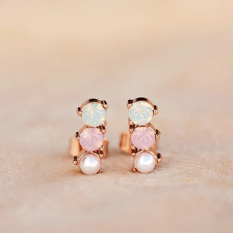 Pura Vida Pura Vida 3-Stone Drop Stud Earrings | Rose Gold