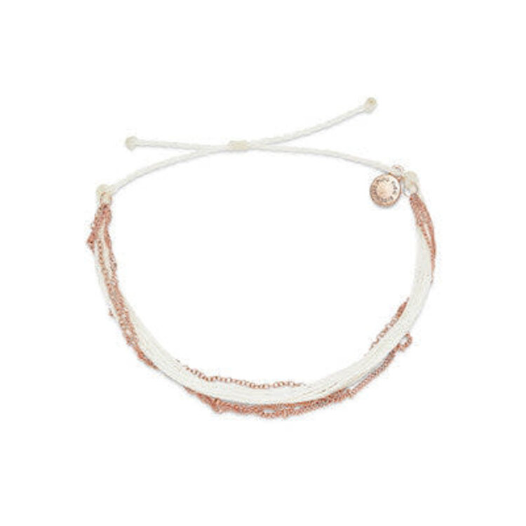 Pura Vida Pura Vida At Sea Mixed Chain Rose Gold Anklet | White