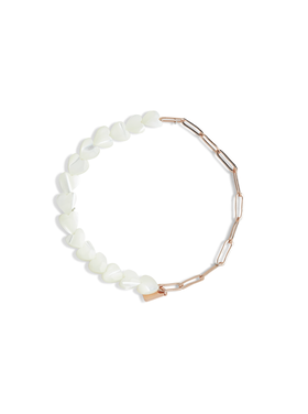 Pura Vida Pura Vida Pearl Heart Paperclip Chn Stretch Br | Rose Gold