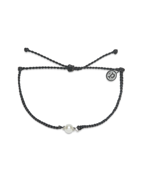Pura Vida Pura Vida Simple Pearl Bead Silver Bracelet | Black