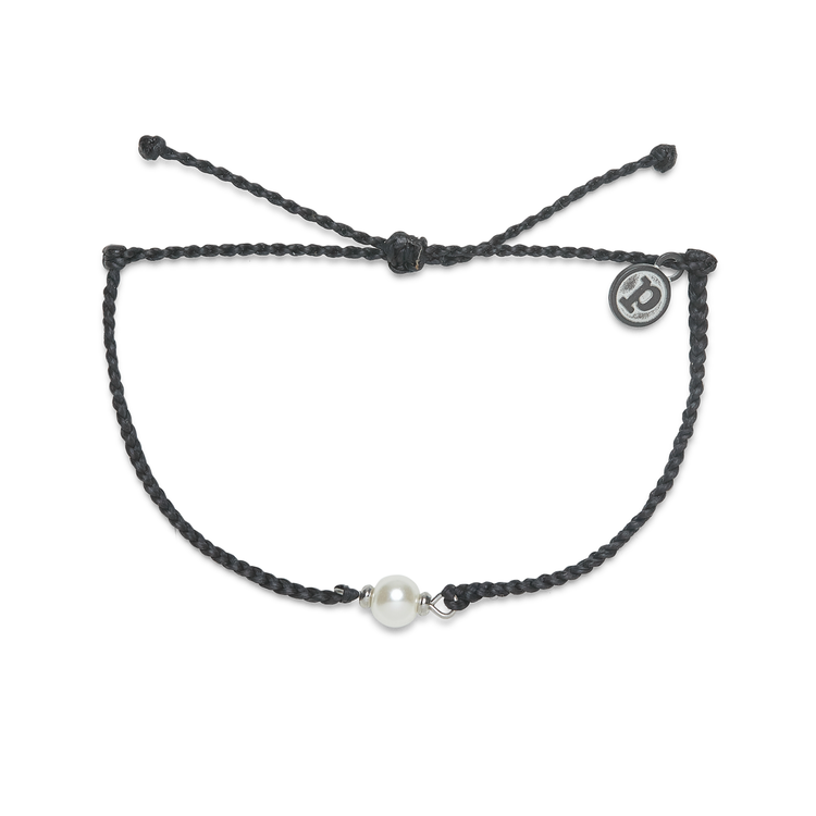 Pura Vida Pura Vida Simple Pearl Bead Silver Bracelet | Black