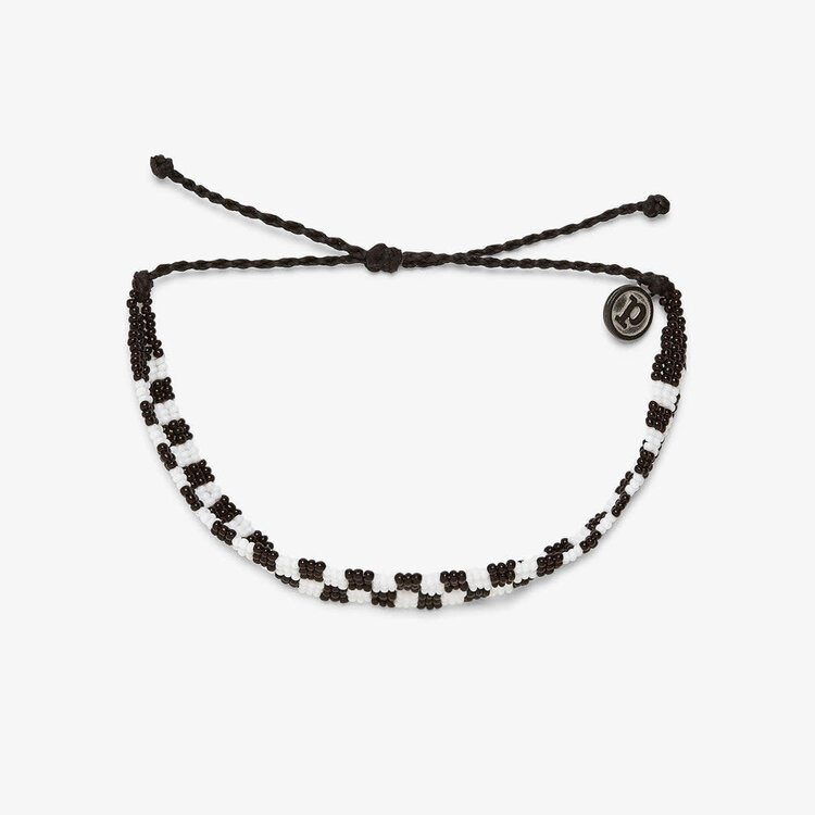 Pura Vida Pura Vida Woven Seed Bead Checkered Bracelet | Black & White
