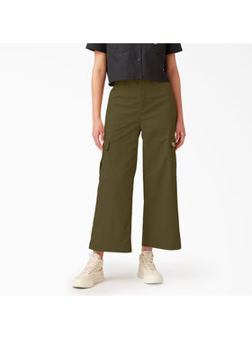 Dickies Dickies Womens Twill Crop Cargo Pant | Stonewashed Military Green