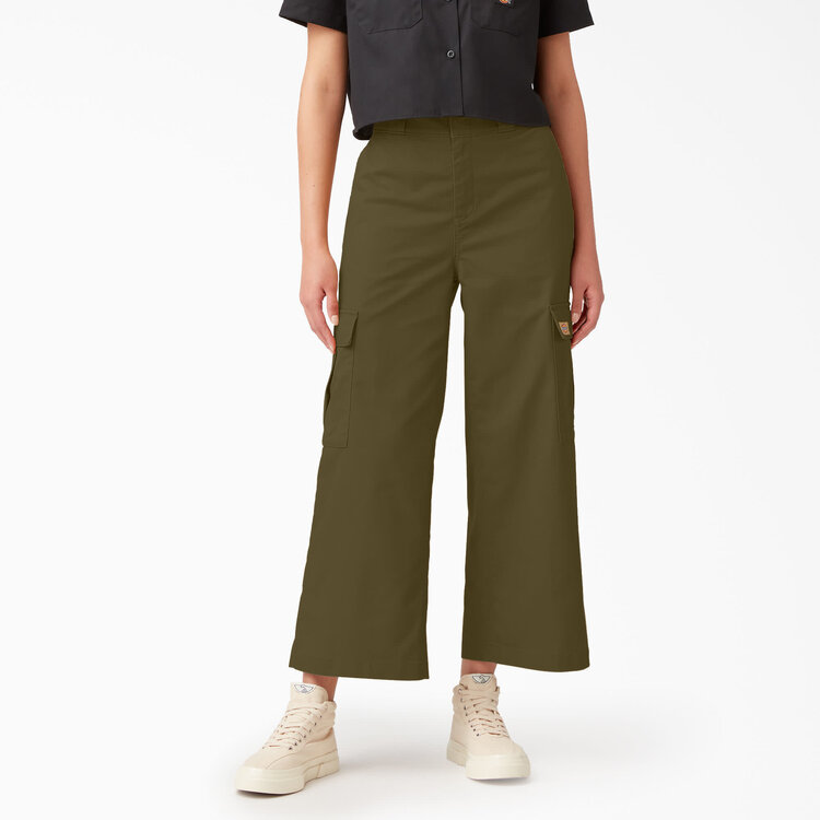 Dickies Dickies Womens Twill Crop Cargo Pant | Stonewashed Military Green
