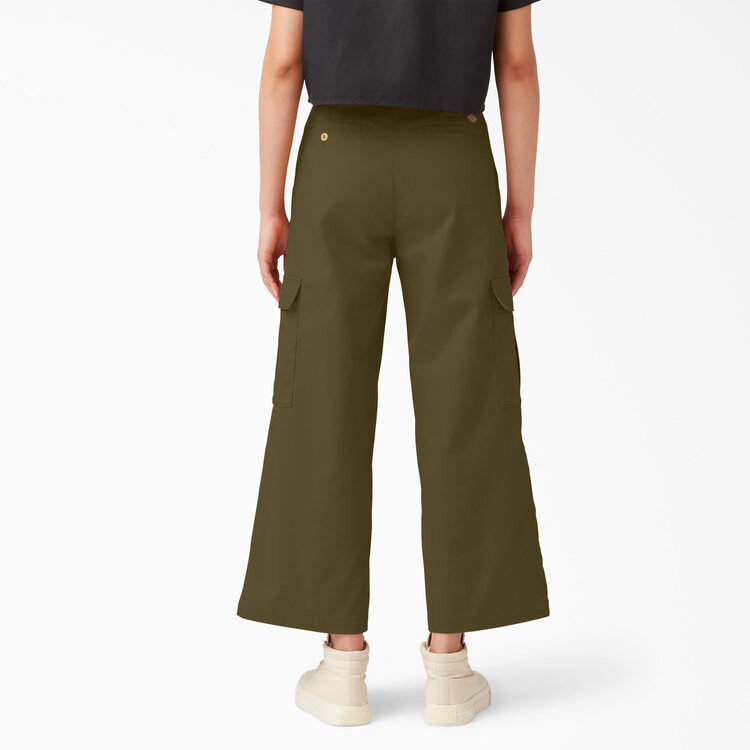 Dickies Dickies Womens Twill Crop Cargo Pant | Stonewashed Military Green