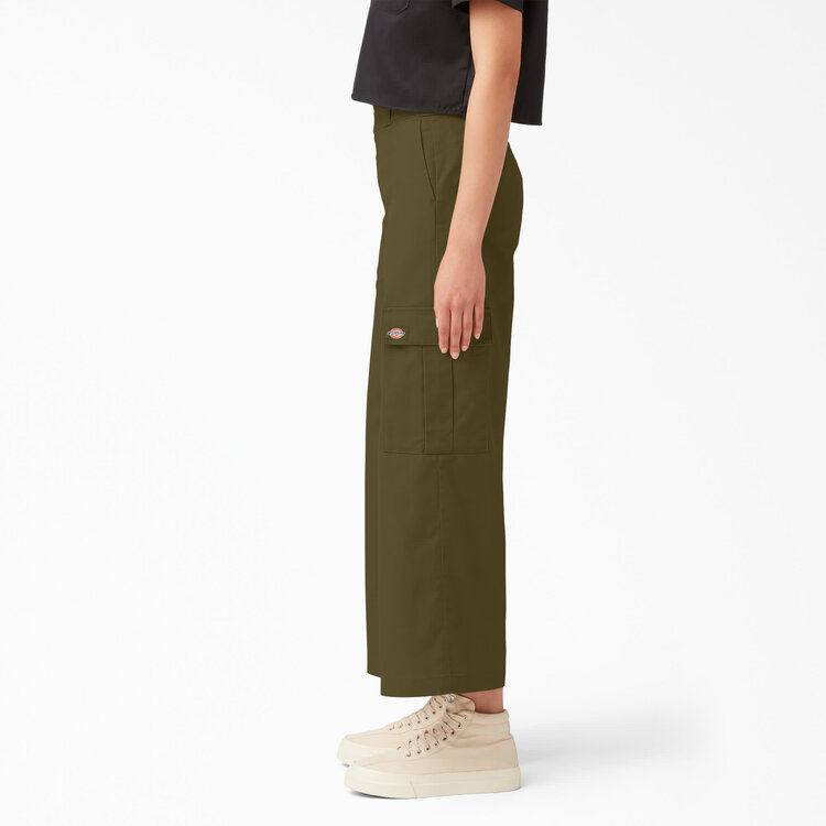 Dickies Dickies Womens Twill Crop Cargo Pant | Stonewashed Military Green