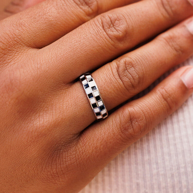 Pura Vida Pura Vida Checkerboard Ring | Silver