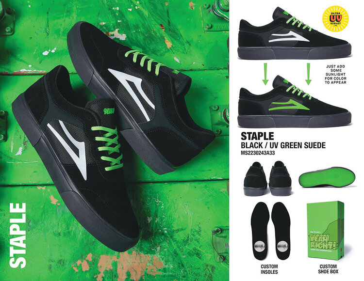 Lakai Lakai  Staple (Mens) | Black/Uv Green Suede