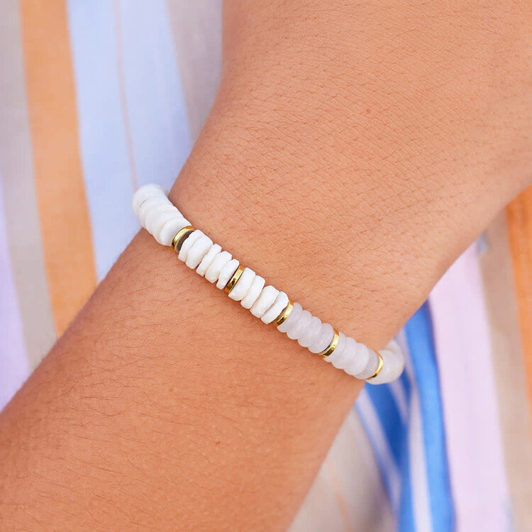 Pura Vida Pura Vida Carmel Mixed Bead Stretch Bracelet | Gold