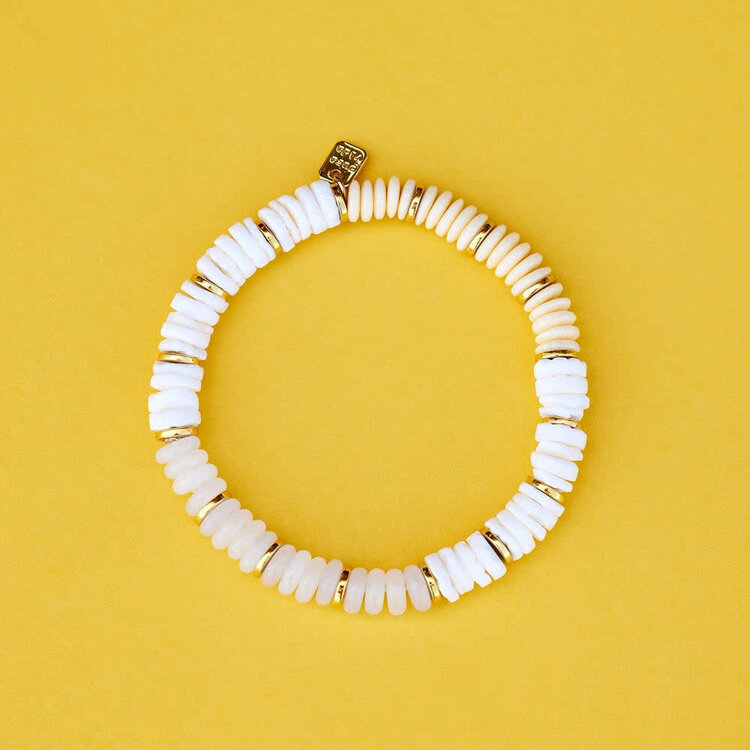 Pura Vida Pura Vida Carmel Mixed Bead Stretch Bracelet | Gold