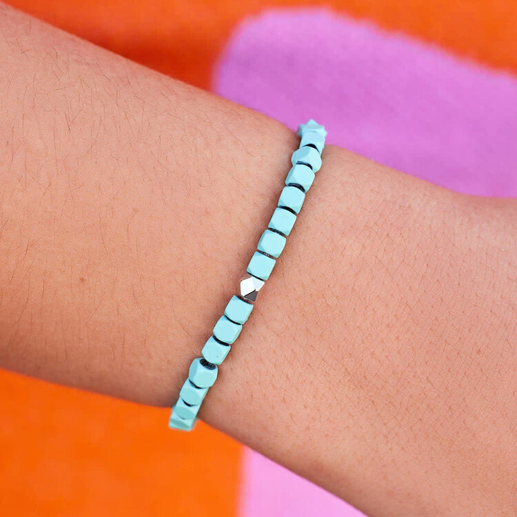 Pura Vida Pura Vida Coated Hematite Stretch Bracelet | Blue