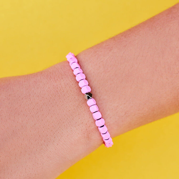 Pura Vida Pura Vida Coated Hematite Stretch Bracelet | Pink