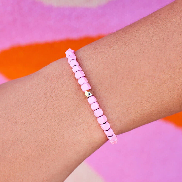 Pura Vida Pura Vida Coated Hematite Stretch Bracelet | Pink