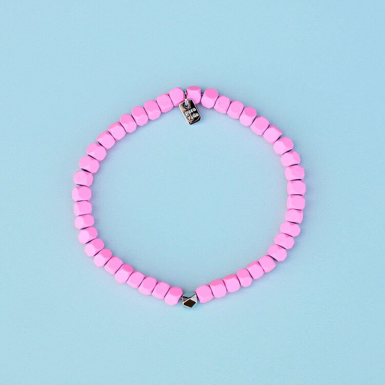 Pura Vida Pura Vida Coated Hematite Stretch Bracelet | Pink