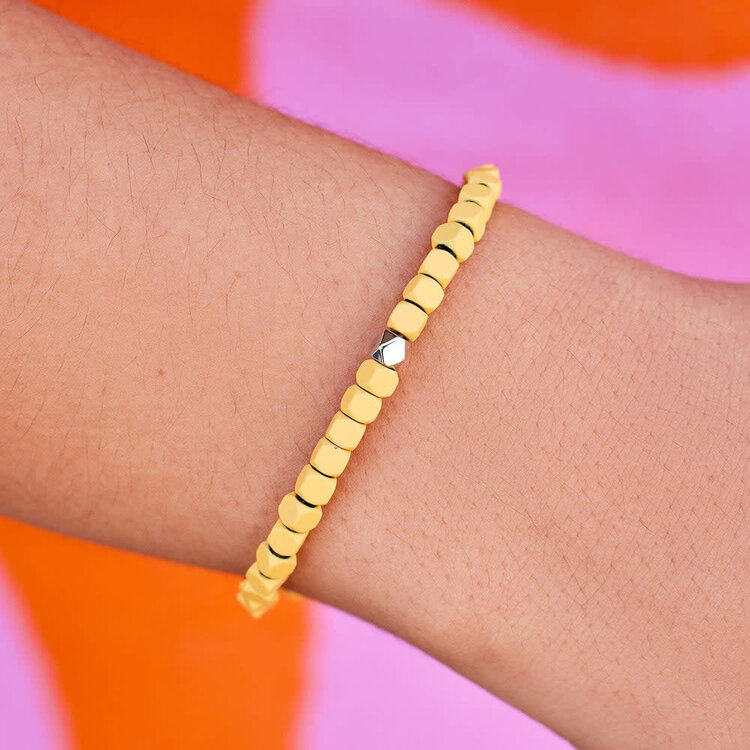 Pura Vida Pura Vida Coated Hematite Stretch Bracelet | Yellow