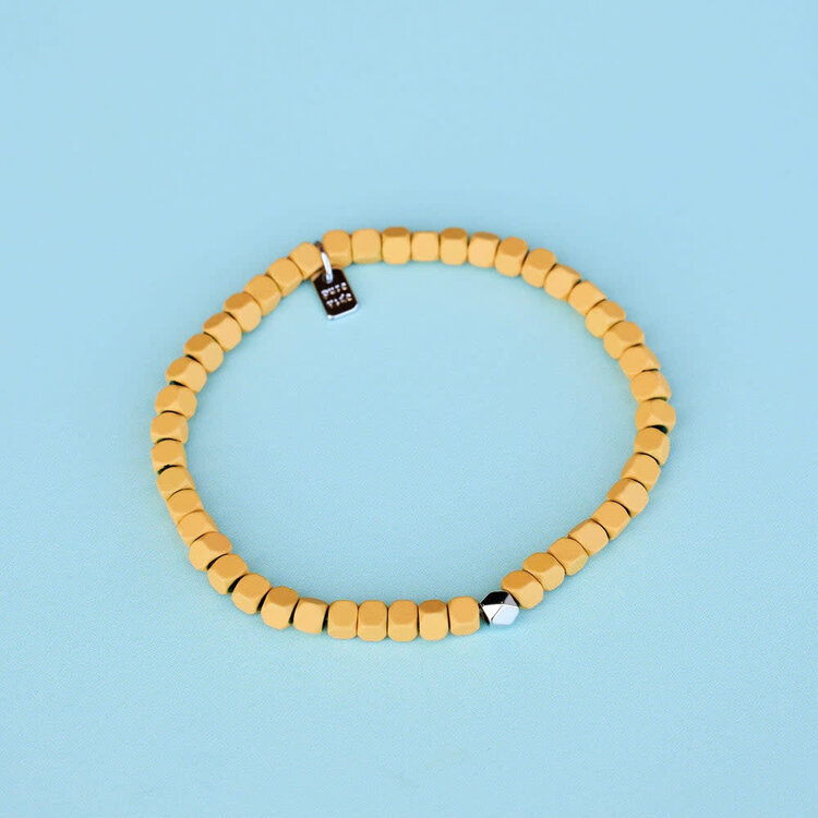 Pura Vida Pura Vida Coated Hematite Stretch Bracelet | Yellow