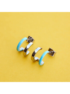 Pura Vida Pura Vida Double Hoop Huggies | Silver