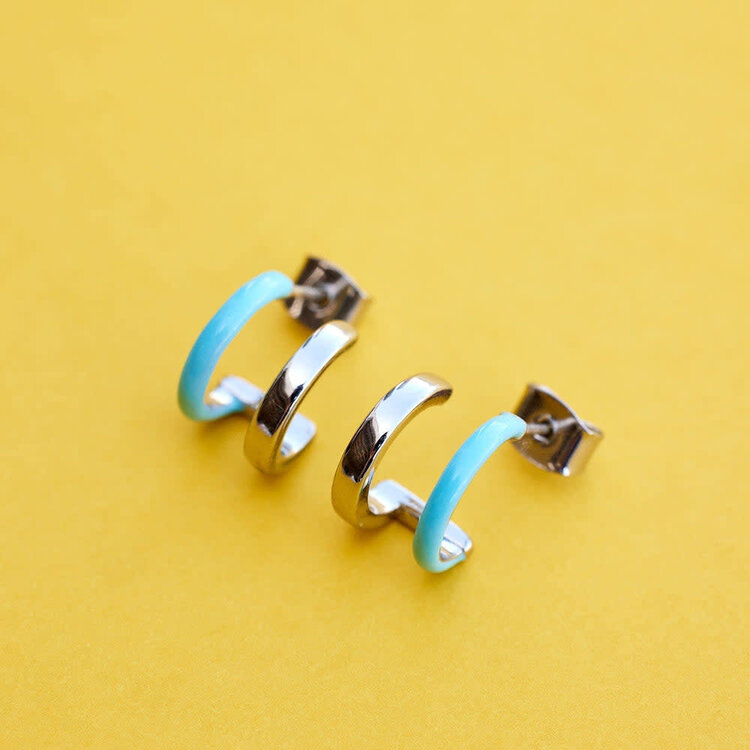 Pura Vida Pura Vida Double Hoop Huggies | Silver