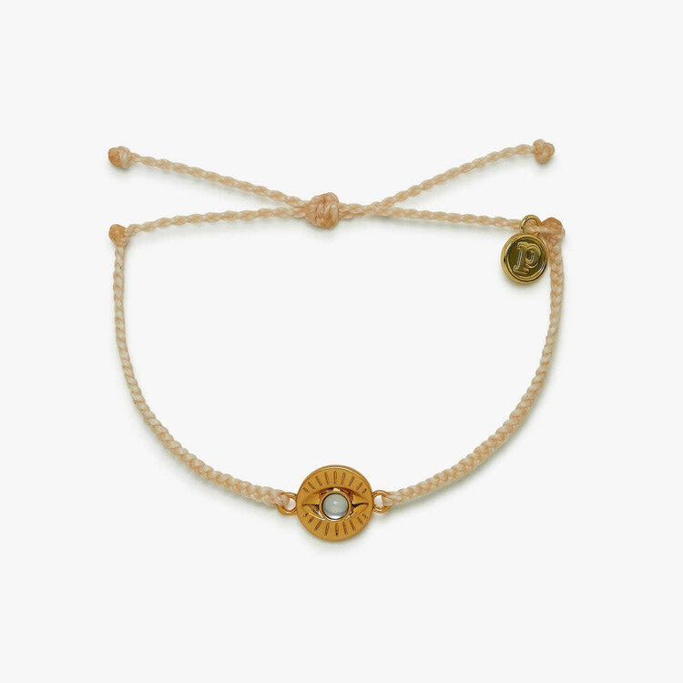 Pura Vida Pura Vida Gemstone Eye Coin Gold Bracelet | Vanilla