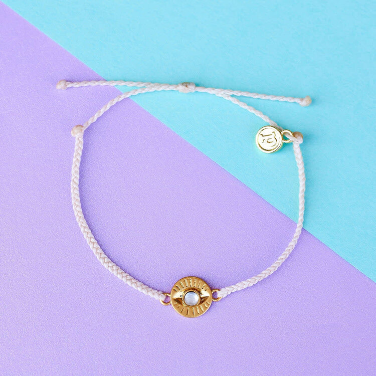 Pura Vida Pura Vida Gemstone Eye Coin Gold Bracelet | Vanilla