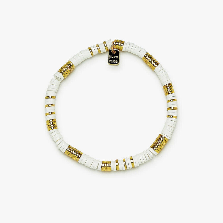 Pura Vida Pura Vida Gold & White Pisa Stretch Bracelet | Gold
