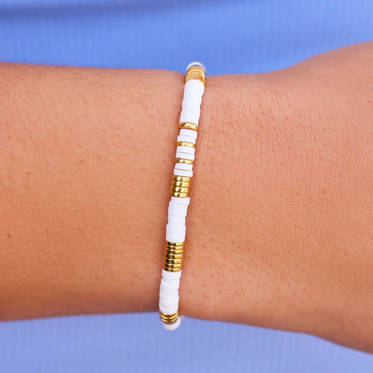 Pura Vida Pura Vida Gold & White Pisa Stretch Bracelet | Gold