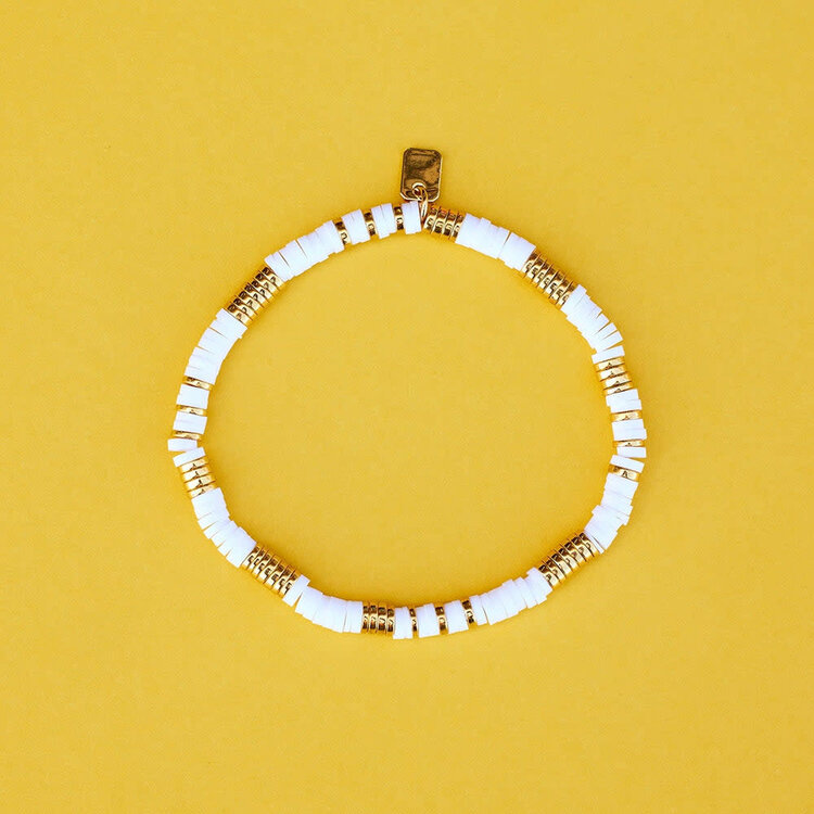 Pura Vida Pura Vida Gold & White Pisa Stretch Bracelet | Gold