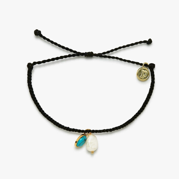 Pura Vida Pura Vida Pearl And Turquoise Gold Charm Bracelet | Black
