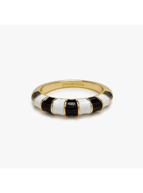 Pura Vida Pura Vida Striped Enamel Gold Ring | Black/White