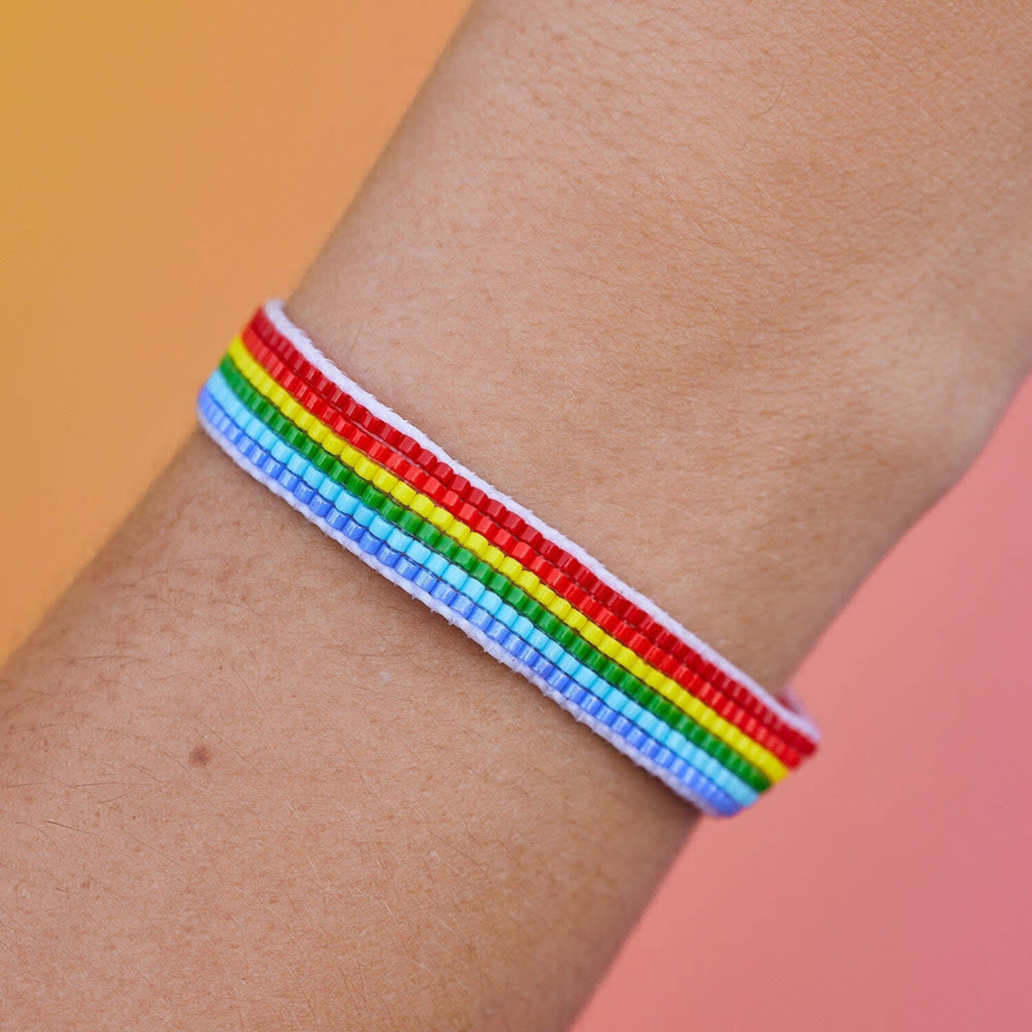 thumbnail image 2 of Pura Vida LGBT Pride Rainbow Bracelet With Free Sticker - Adjustable String Bracelet 2 of 14