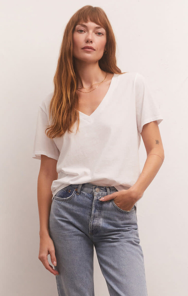 Z Supply Z Supply Girlfriend V-Neck Tee | White