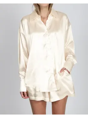 Brunette Brunette Silk Button Up Shirt | Almond Milk