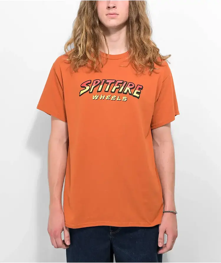 Spitfire Spitfire Hell Hounds Script S/S T-Shirt | T. Orange W/ Multi Color Print