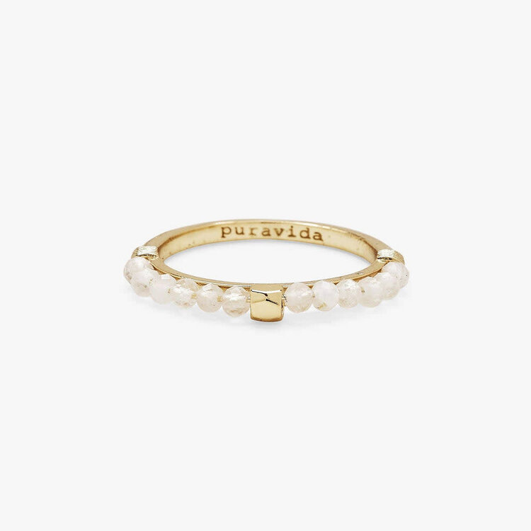 Pura Vida Pura Vida Beaded Gemstone Ring | Gold