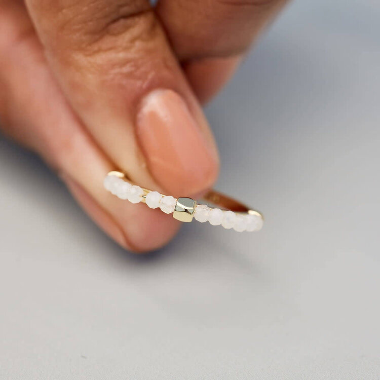 Pura Vida Pura Vida Beaded Gemstone Ring | Gold