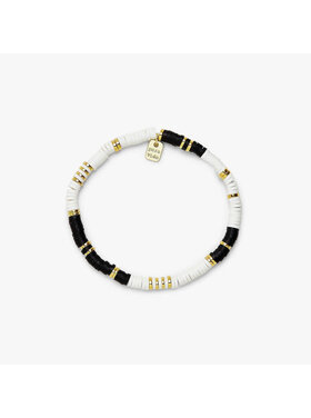Pura Vida Pura Vida Black & White Disc Stretch Bracelet | Gold