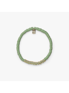 Pura Vida Pura Vida Heishi Disc & Metal Bead Stretch Bracelet | Aqua