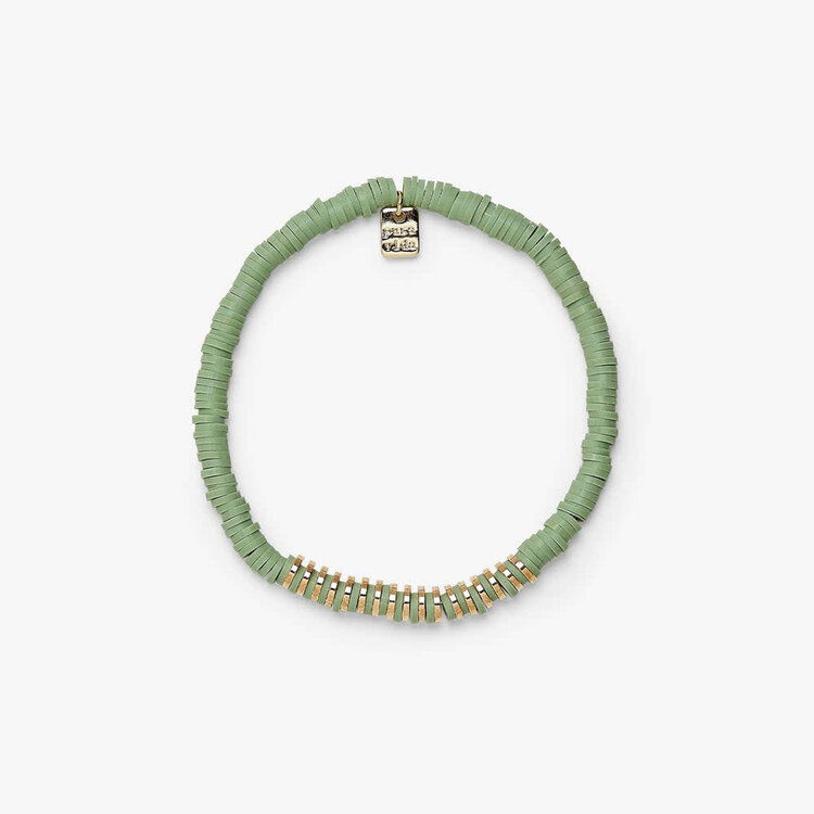 Pura Vida Pura Vida Heishi Disc & Metal Bead Stretch Bracelet | Aqua