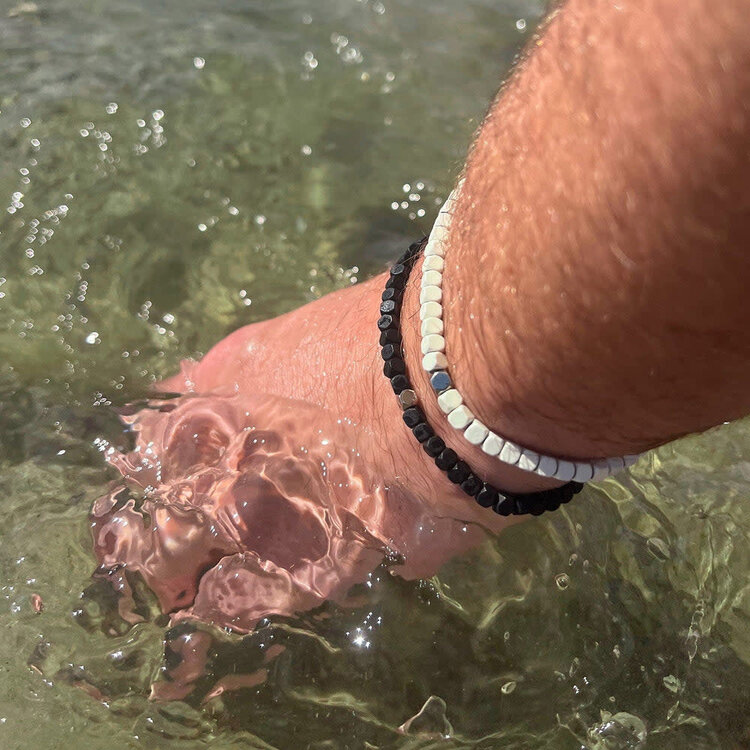 Pura Vida Pura Vida Men'S Coated Hematite Stretch Bracelet | Black