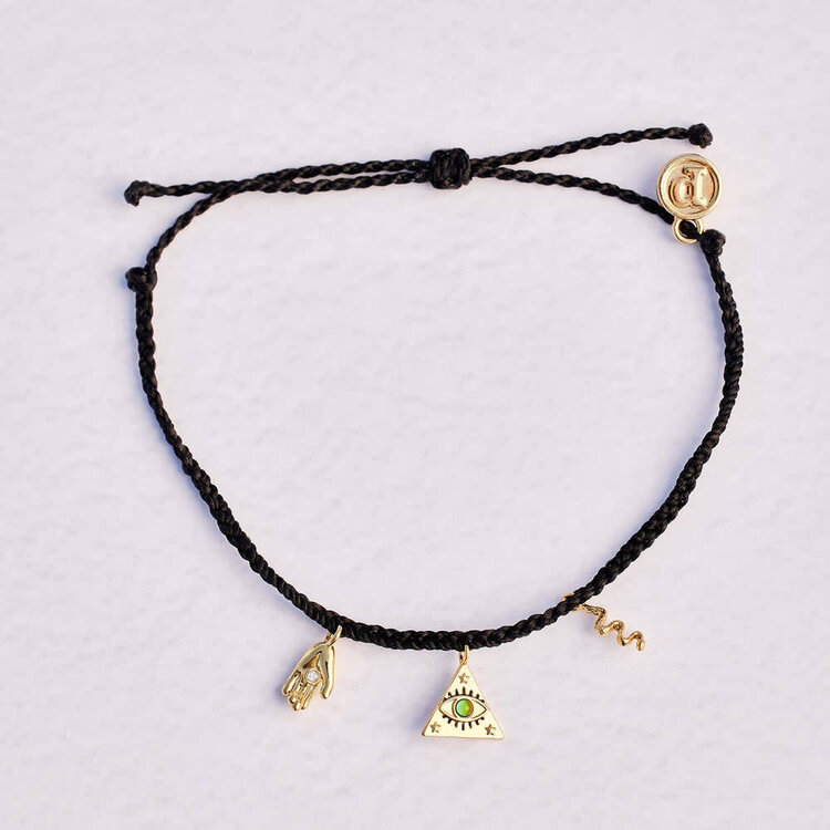 Pura Vida Pura Vida Mystics Mixed Gold Charm Bracelet | Black